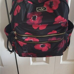 Kate Spade Black and Red Poppy Backpack